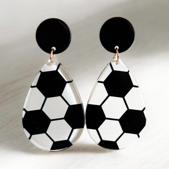 Soccer Ball Drop Earrings - Picture 1 of 3